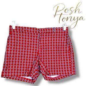 Banana Republic Red Geometric Print Shorts Size 6 Preppy Summer Capsule Style